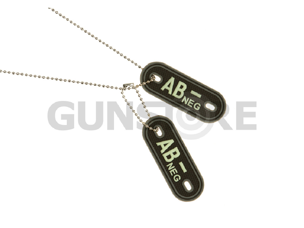 Bloodgroup Rubber Dog Tags AB Neg Glow in the Dark